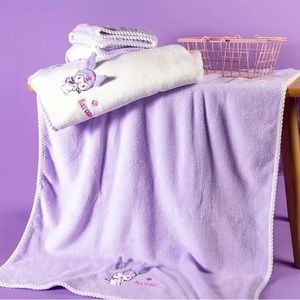 New Sanrio Kuromi Velvet Soft Bath Towel Purple Absorbent & Quick Drying